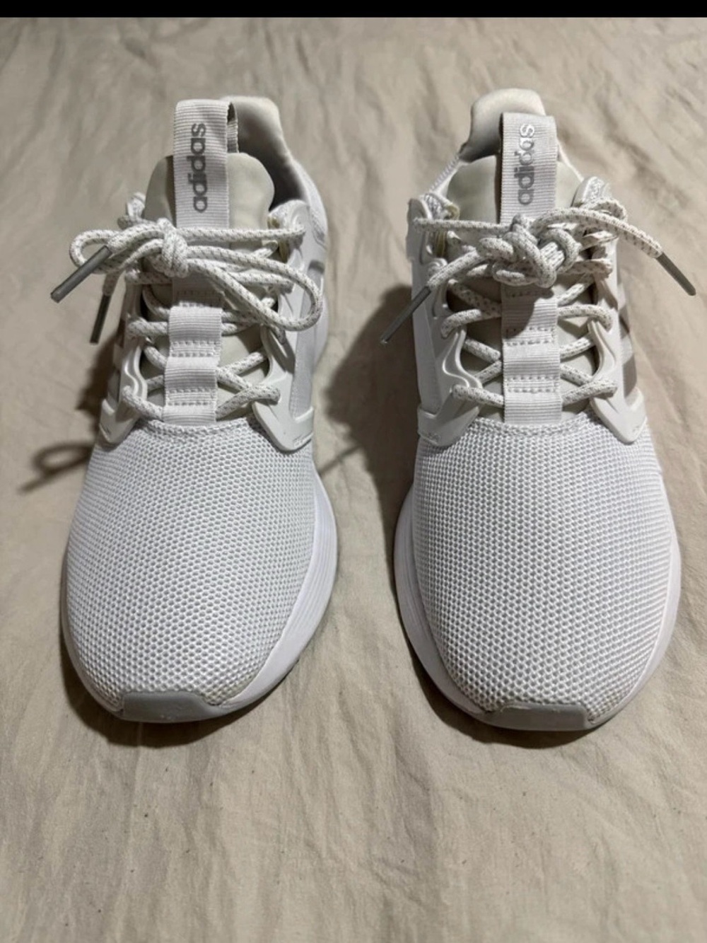 adidas womenβs White Mesh Lace-Up Sneakers